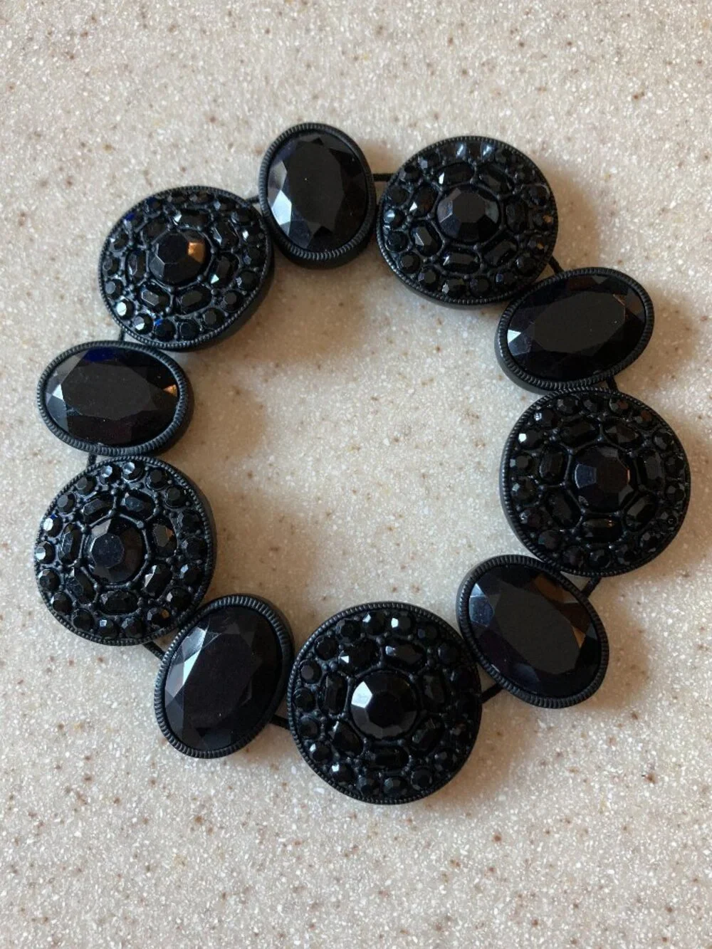 Black Rhinestone Stretch Bracelet VTG
